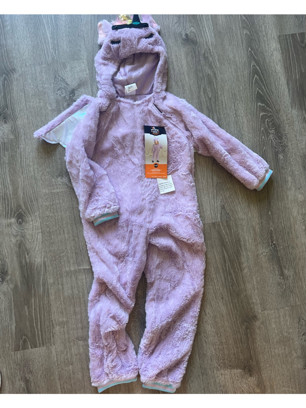 Plush Lavender Unicorn Hooded One-Piece for Kids